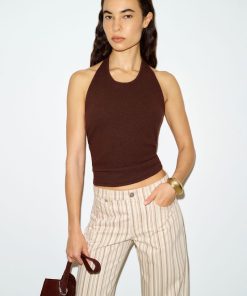 Mahogany Quill Cashmere Halter Tank