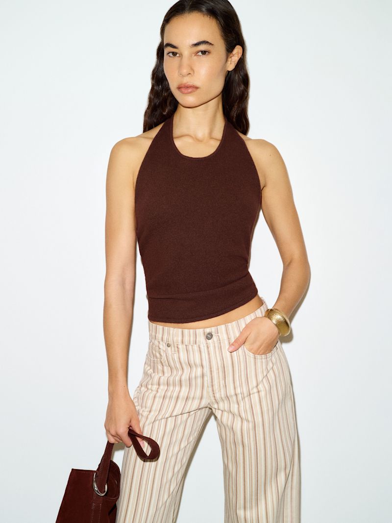 Mahogany Quill Cashmere Halter Tank