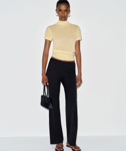 Pineapple Laurel Sheer Alpaca Mock Neck