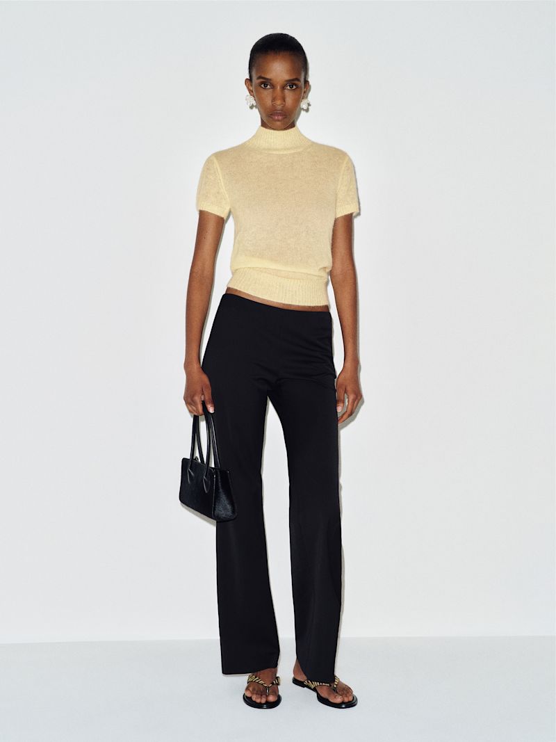 Pineapple Laurel Sheer Alpaca Mock Neck