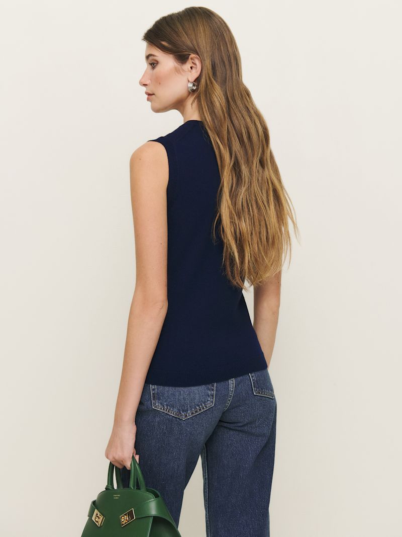 Navy Marta Regenerative Merino Sweater Tank - Image 4