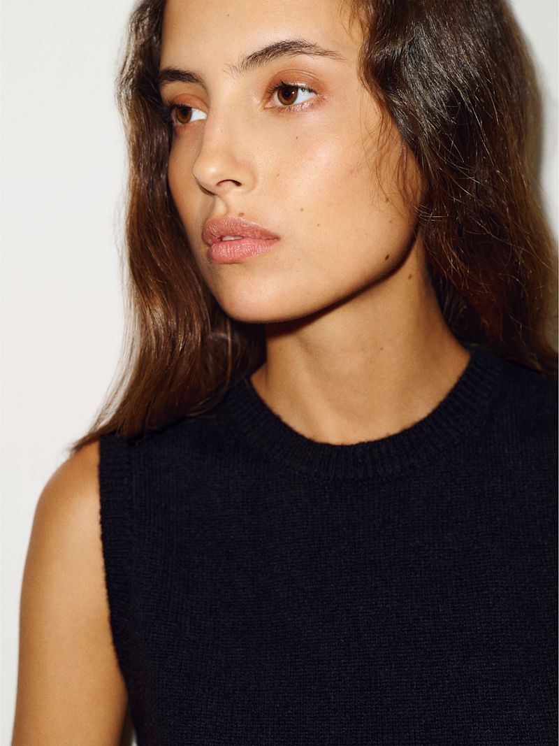 Black Roxana Cashmere Sweater Tank - Image 3
