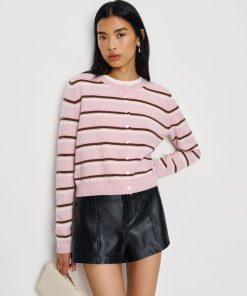 Cherry Blossom Stripe Clara Cashmere Crew Cardigan