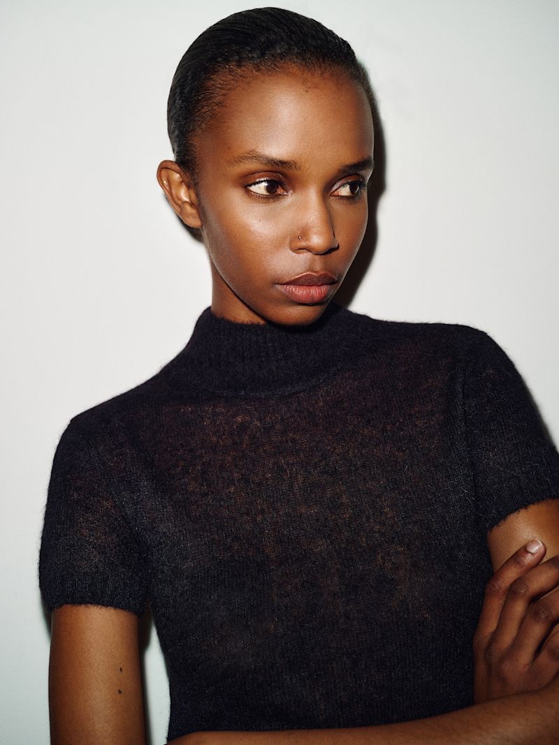 Black Laurel Sheer Alpaca Mock Neck - Image 2