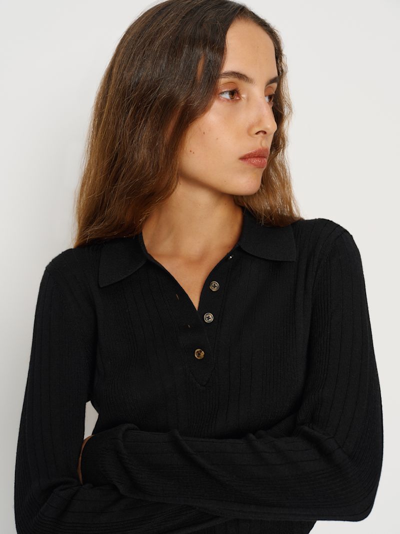 Black Hermia Regenerative Merino Polo - Image 3