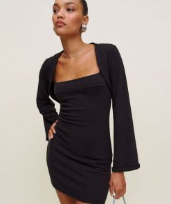 Black Chloe Knit Shrug Dress Set