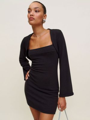 Black Chloe Knit Shrug Dress Set